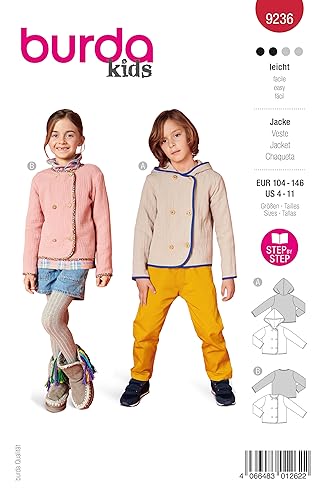 Burda Schnittmuster, 9236, Jacke [Kinder, Gr. 104-146 ], Level 2 leicht von burdastyle