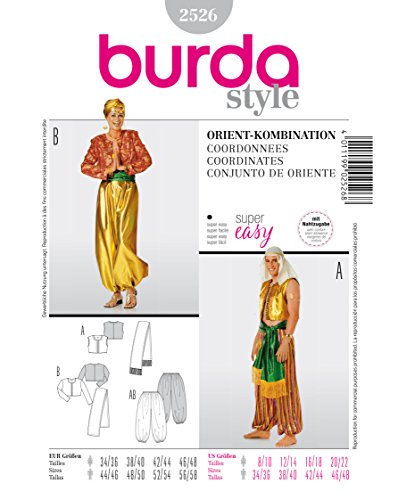 Burda 2526 Schnittmuster Kostüm Fasching Karneval Orient (Damen, Gr. 44-58) – Level 1 super Easy von burdastyle