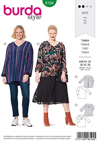 Burda 6194 Schnittmuster Tunika (Damen, Gr. 44-54) Level 2 leicht von Burda