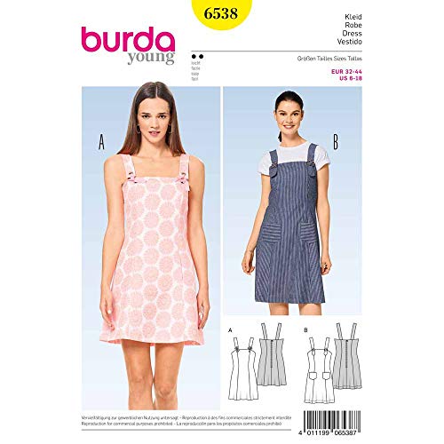 Burda 6538 Schnittmuster Trägerkleid mit Teilungsnähten (Damen, Gr. 34-44) Level 2 leicht von Burda