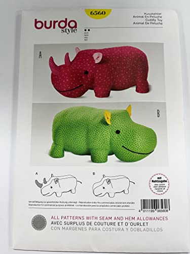 Burda Schnittmuster Nr. 6560 "Kuscheltier Nashorn" von burdastyle