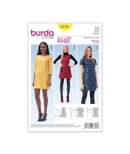 Burda 6721 Schnittmuster Träger-Kleid ausgestellt (Damen, Gr. 34-44 EU) Level 1 super easy von burdastyle