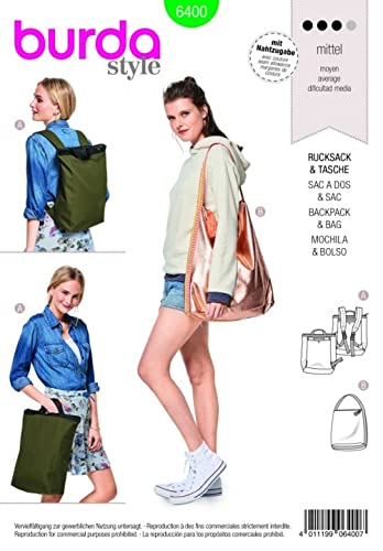 Burda Accessories Schnittmuster 6400 Rucksack mit Reißverschluss von Burda