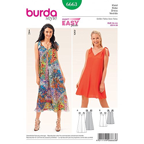 Burda B6663 Schnittmuster Kleid Papier weiß 19 x 13 x 1 cm von Burda