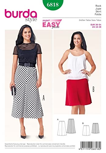 Burda Damen Schnittmuster 6818 – Elastic Taille Röcke von Burda