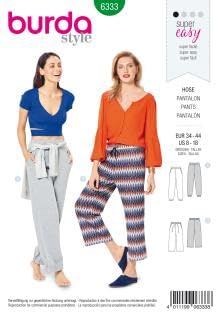 Burda Schnittmuster 6333, Hose [Damen, Gr. 34-44] zum selber nähen, ideal für Anfänger [L1] von burdastyle