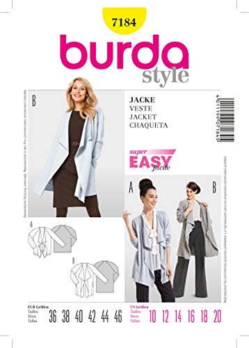 Burda Schnittmuster 7184 Jacke mit Raglan?rmel Gr. 36-46 von Burda