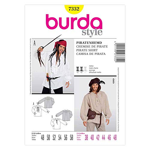 Burda Schnittmuster 7332 Piratenhemd,Camisa de Pirata Gr. 48-58 von burdastyle