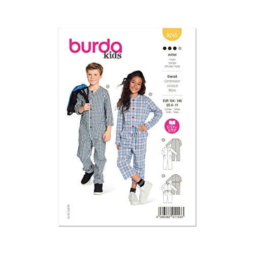 Burda Schnittmuster 9245 für Jumpsuits, Alter: 4–11 Jahre von Burda