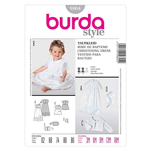 Burda Schnittmuster 9804 Taufkleid Gr. 62-86 von Burda