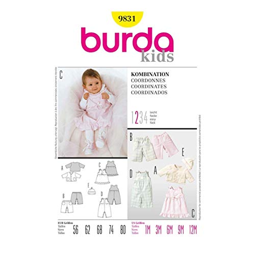 Burda Schnittmuster 9831 Baby-Kombination Gr. 56-80 von Burda