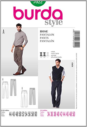 Burda Schnittmuster Herrenhose ? eine Bundfalte Gr. 44-60 von burdastyle