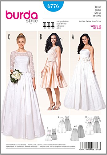 Burda Schnittmuster Kleid b6776 Hochzeit und Abend von Burda