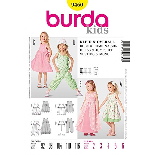 Burda B9460 Schnittmuster für Kleid und Overall, 19 x 13 cm von burdastyle