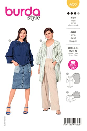 Burda Style Katalog-Schnittmuster Jacke und Parka mit weitem Stehkragen | Damen, Gr. 34-44 | Nählevel: Mittel #6022 von Burda