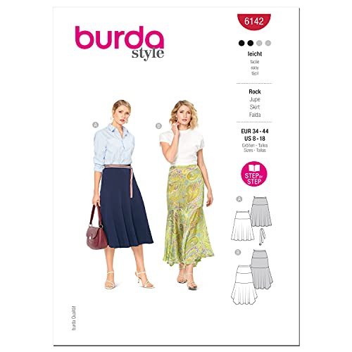 Burda Style Schnittmuster-Set für Damenrock, Code 6142, Größen 36-46, mehrfarbig von Burda