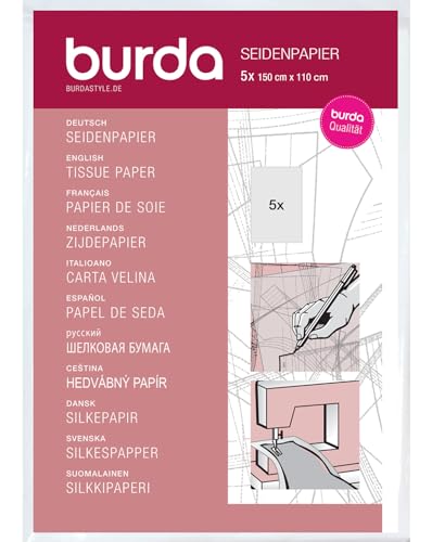 Burda Style Seidenpapier | Schneider Papier | Halbtransparent zum Abpausen | 5 Blatt 110 x 150 cm - Rosa, Einheitsgröße von Burda