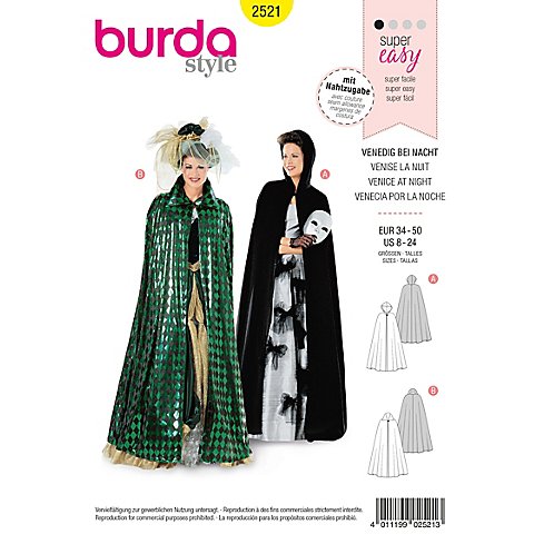 burda Schnitt 2521 "Cape - Maskenball" von Burda