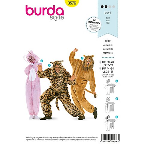 burda Schnitt 3576 "Tier-Overall" von Burda