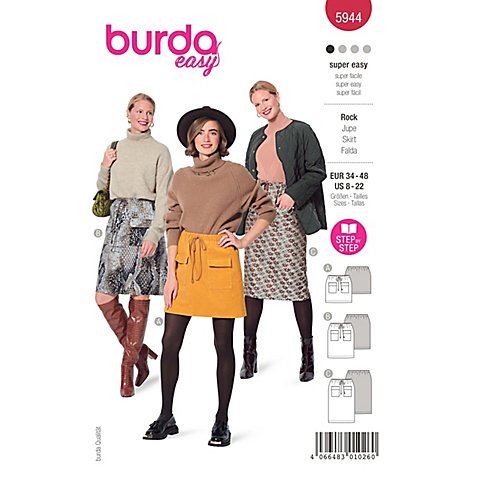 burda Schnitt 5944 "Rock mit Bindegürtel" von Burda