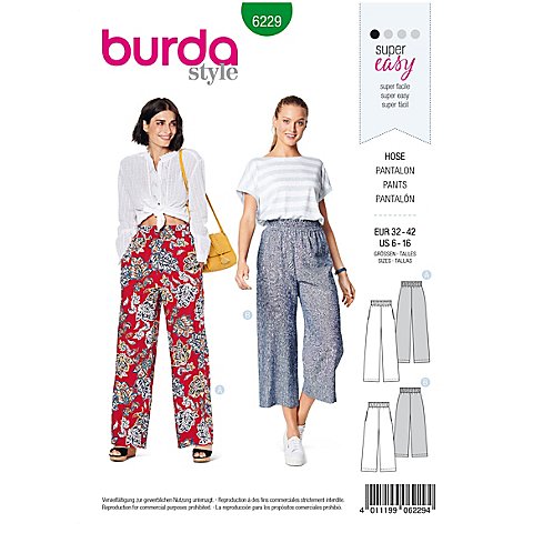 burda Schnitt 6229 "Culotte-Hose" von Burda