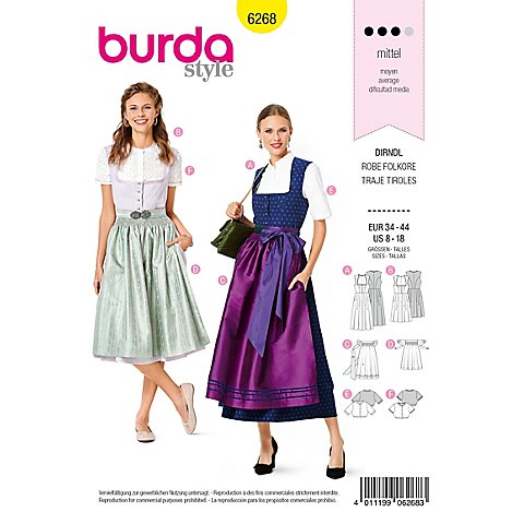 burda Schnitt 6268 "Dirndl", klassisch von Burda