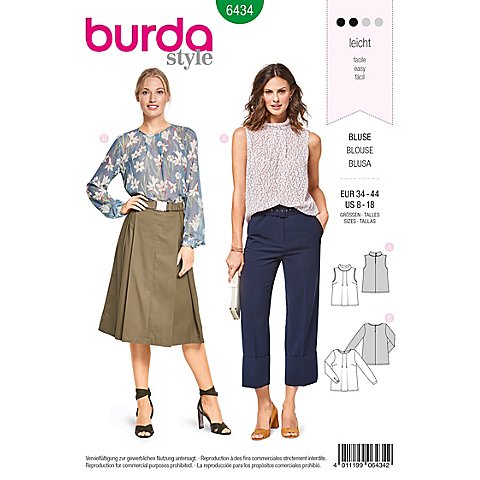 burda Schnitt 6434 "Bluse mit Falten" von Burda