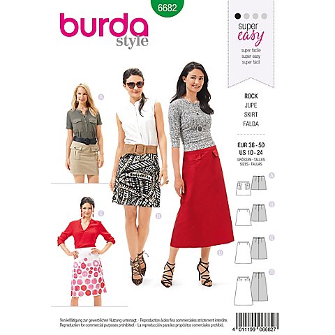 burda Schnitt 6682 "Rock in A-Linie-Form" von Burda