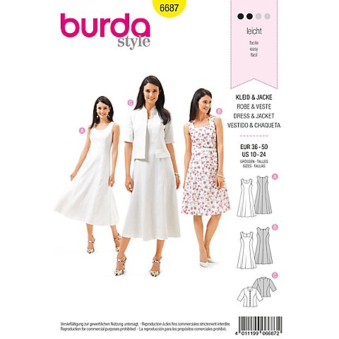 burda Schnitt 6687 "Leinenkleid & Jacke" von Burda