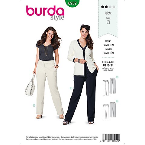 burda Schnitt 6952 "Hose große Größe" von Burda