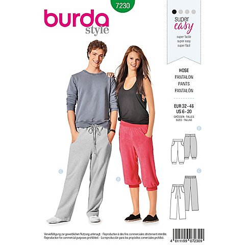 burda Schnitt 7230 "Freizeit-Hose Young" von Burda