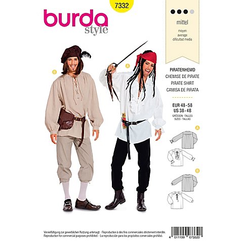 burda Schnitt 7332 "Piratenhemd" von Burda