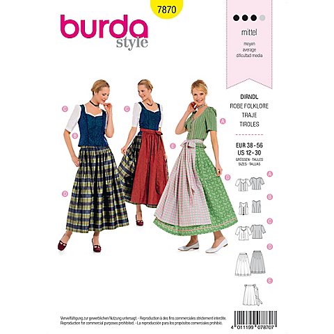 burda Schnitt 7870 "Dirndl" von Burda