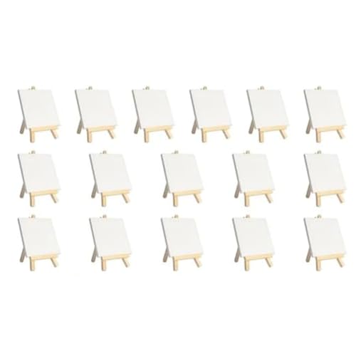 Bureau Mini-Leinwände mit Staffelei-Sets, 16er-Pack, Kleine Malleinwände mit Mini-Staffelei, 4 X 4, Kunstleinwände, Malset von Bureau