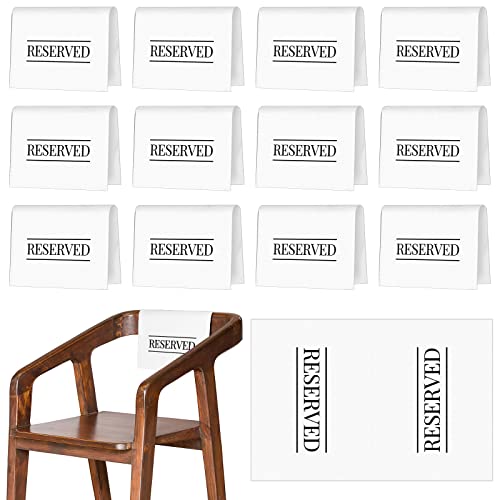 Buryeah Platzhalter mit Aufschrift "Reserved Chair", Sitzplatzhalter mit gedruckten Worten für Hochzeiten, Partys, Feiern, Empfänge, Kirche oder Veranstaltungen, Weiß, 12 Stück von Buryeah