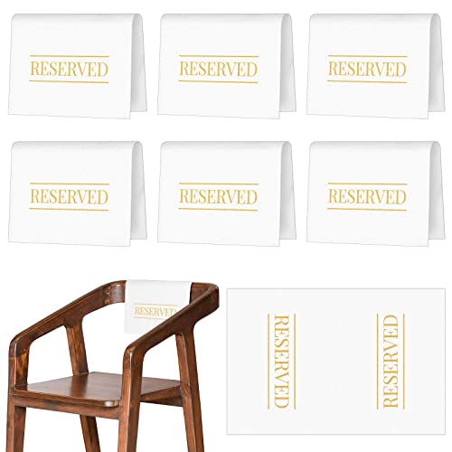 Platzhalter mit Aufschrift "Reserved Chair", Platzhalter mit gedruckten Worten für Hochzeiten, Partys, Feiern, Empfänge, Kirche oder Veranstaltungen, Weiß, Gold, 6 Stück von Buryeah