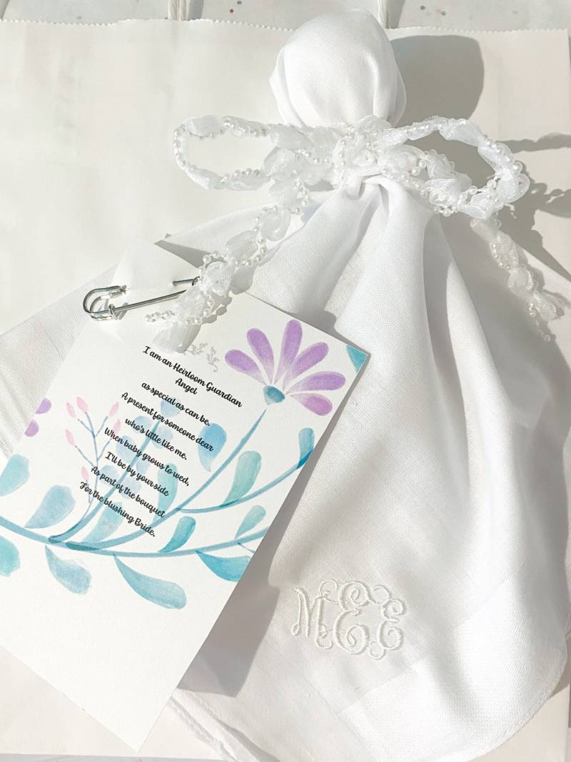 Erbstück Schutzengel Taschentuch Für Hochzeit, Babygeschenk, Brautstrauß, Brautgeschenk von BushelanAPeckEmb