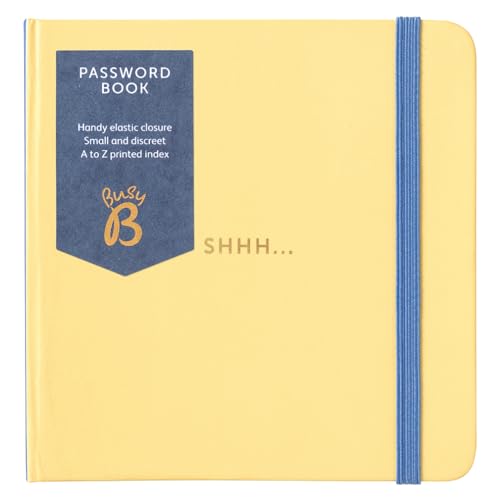 Busy B Password Book - Buttercup Cover – All your Internet Passwords in One Place - Store a Maximum of 186 Internet Login Details - Compact & Discreet Design with A-to-Z Index & Elastic Closure Band von Busy B