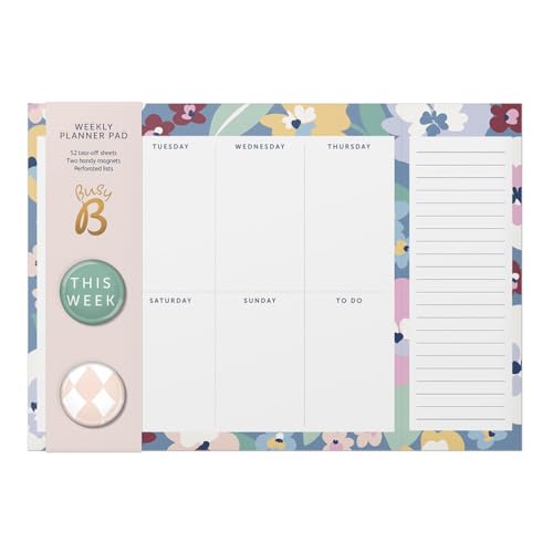 Busy B Weekly Planner Pad - Floral Design – Week-to-View Planner with 52 Tear-Off Sheets, Two Handy Magnets, Perforated Lists & Space for Notes - Perfect for Staying on Track of Plans & Reminders von Busy B