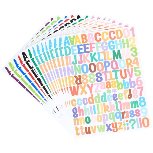 14 Blatt Klebebuchstaben Aufkleber, Selbstklebende Buchstaben Sticker Bunt, Vinyl Buchstaben Zahlen Aufkleber Set, Sticker Buchstaben zum Aufkleben für Basteln Schilder Briefkästen Fenster Deko von But Oswetf