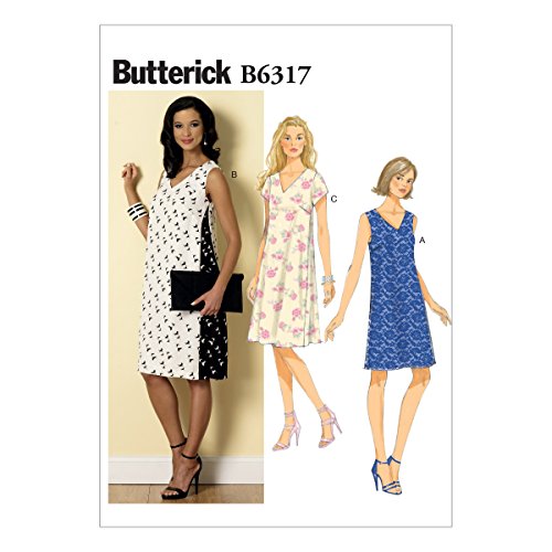 Butterick Pattern Butterick Schnittmuster 6317 A5, Damenkleid, Größen 6-14, Viskose, (6-8-10-12-14) von Butterick
