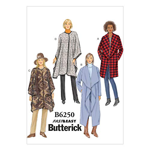 Butterick Patterns B6250ZZ0 Damenjacke, Mantel und Wickeltuch, ZZ (LRG-XLG-XXL) von Butterick