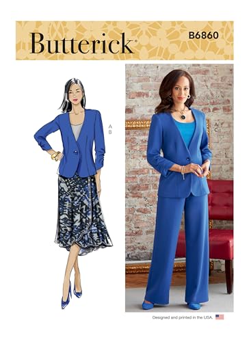 BUTTERICK B6860B5 Damenjacke, Rock und Hose Schnittmuster-Set, Code B6860, Papier, mehrfarbig, Sizes 8-10-12-14-16 von Butterick