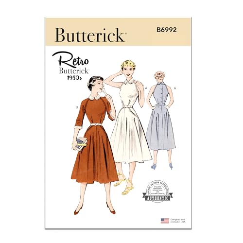 BUTTERICK Paper Pattern B6992R5 Damenkleid mit Ärmeln Variationen R5 (14-16-18-20-22) von Butterick