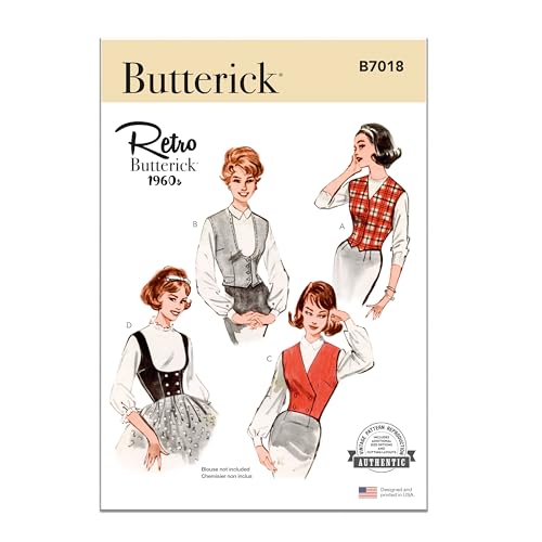 BUTTERICK Schnittmuster B7018R5 Damenweste in vier Ausführungen, R5 (42-44-46-48-20-22) von Butterick