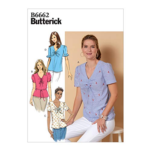 Butterick B6662AX5 Easy Damen Pullover V-Ausschnitt Bluse Schnittmuster Gr.32-40 Weiß von Butterick