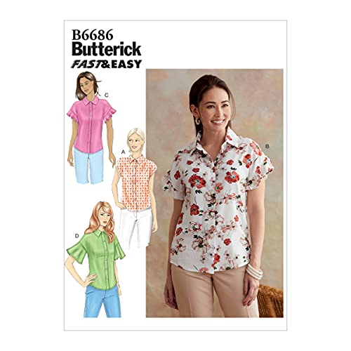 Butterick B6686A5 Sehr Easy Damen Ärmellose und Kurzarm Bluse Schnittmuster Größen 34-42 von Butterick