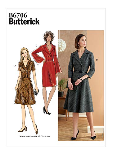 Butterick B6706A5 Papiermuster-B6706A5-MISSES-DRESS, Papier, weiß, A5 (6-8-10-12-14) von Butterick