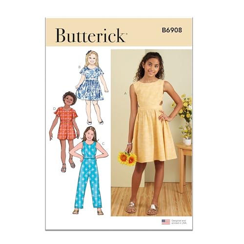 Butterick B6908A Mädchen/Mädchen Plus Kleid A (7-8-10-12-14) von Butterick