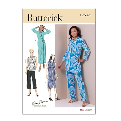 Butterick B6976R5 Easy-to-make Misses' Wrap Dress and Straight Leg Pants Lounge Set Schnittmuster-Paket von Palmer/Pletsch, Design-Code B6976, Papier, mehrfarbig, Sizes 14-16-18-20-22 von Butterick